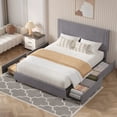 thumbnail image 3 of VECELO Queen Bed Frame with 4 Storage Drawers (Wheeled) and Tufted Upholstered Adjustable Headboard Platform Bed, Dark Gray, 3 of 9
