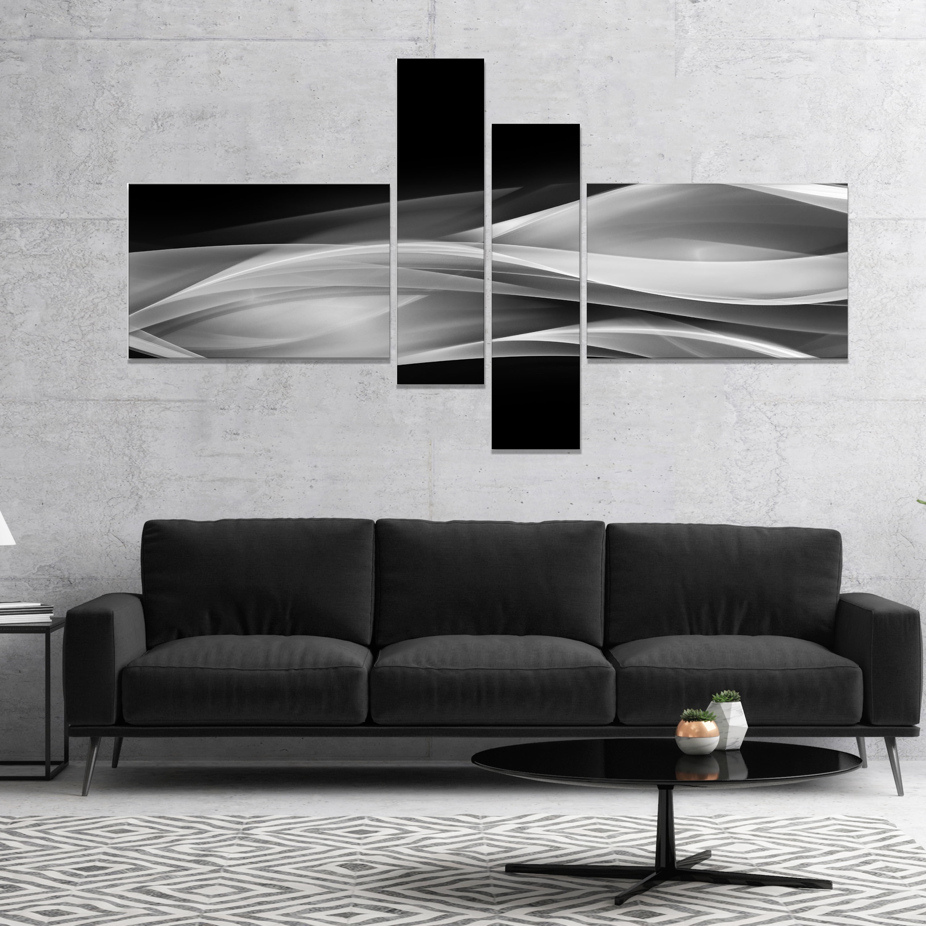 Designart 'Glittering Silver Pattern ' Abstract Canvas art print