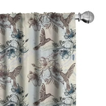 Ambesonne Nature Curtains, Birds Hibiscus Flowers, Pair of 28"x95", Teal Brown