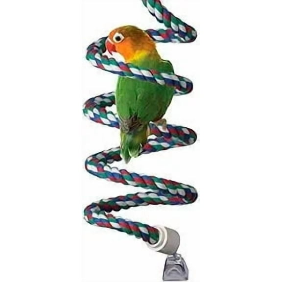 Super Bird Creations SB323 Small Bungee Bird Toy - Rope Perch for Canary, Parakeets, Cockatiels, Finch, Lovebirds - Colorful Swinging Perch - Bungee Toy for Small Birds & in Bird Cages