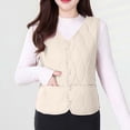 thumbnail image 2 of uublik Women's Warm Vest Button Up Casual Thermal Jackets Lightweight Trendy Outerwear Coat with Pockets, Beige, 2 of 8