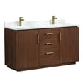 thumbnail image 2 of Vinnova San 60" Double Sink Wood Bath Vanity with Grain Stone in Natural Walnut, 2 of 16