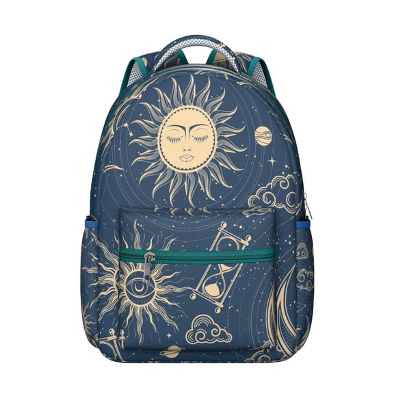 Starry Night Spiritual Student Backpack Waterproof Scratch-Resistant School Bag with Gothic Cosmic Print, Breathable Padding, Adjustable Straps, Perfect for Students