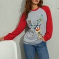thumbnail image 3 of KOMOO Women Christmas Pullover Sweatshirt Deer Print Long Sleeve T-Shirt Patchwork Xmas Pullover Top, 3 of 9