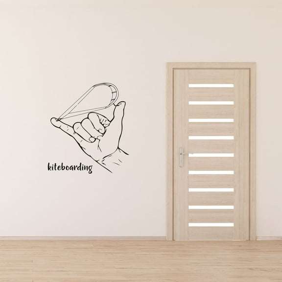 Kiteboarding Signage Cool Hands Drawing Kite Surfing Silhouette Vinyl Design Wall Sticker Wall Art Wall Decal Boy Girl Kid Room Pool Area Bedroom Home Decor Stickers Decoration Size (28x30 inch)