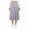 thumbnail image 3 of Women's Knit A-Line Midi Skirt with Side Pockets Elastic High Waist Loose Fit Casual Skirt for Work Daily Wear, 3 of 7