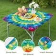 thumbnail image 4 of Colorful Tie Dye Blossom Pattern Square Fitted Tablecloth with Elastic Edge,Square Table Cover,Washable Elastic Table Cover for Home Kitchen Party Decor 34"x34", 4 of 6