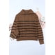 thumbnail image 1 of ABPHQTO Jersey de mujer con media cremallera y rayas marrones, 1 of 5