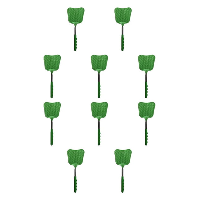 Monstrate Reemplazo de matamoscas, portátil, antióxido, forma de hoja telescópica, 12cm, PE, PVC, dormitorio, restaurante, herramienta para Verde 10Conjunto