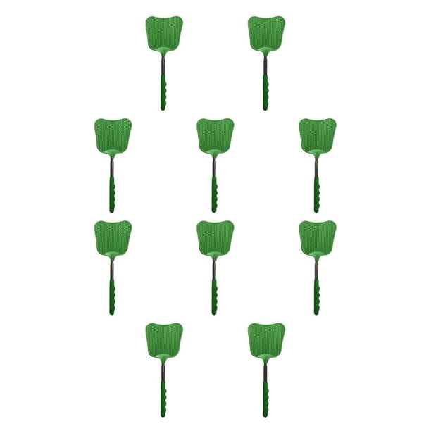Bewildely Reemplazo de matamoscas de acero inoxidable, antideslizante, de Color sólido, portátil, ergonómico, con forma de hoja, de PVC, para Verde 10Conjunto