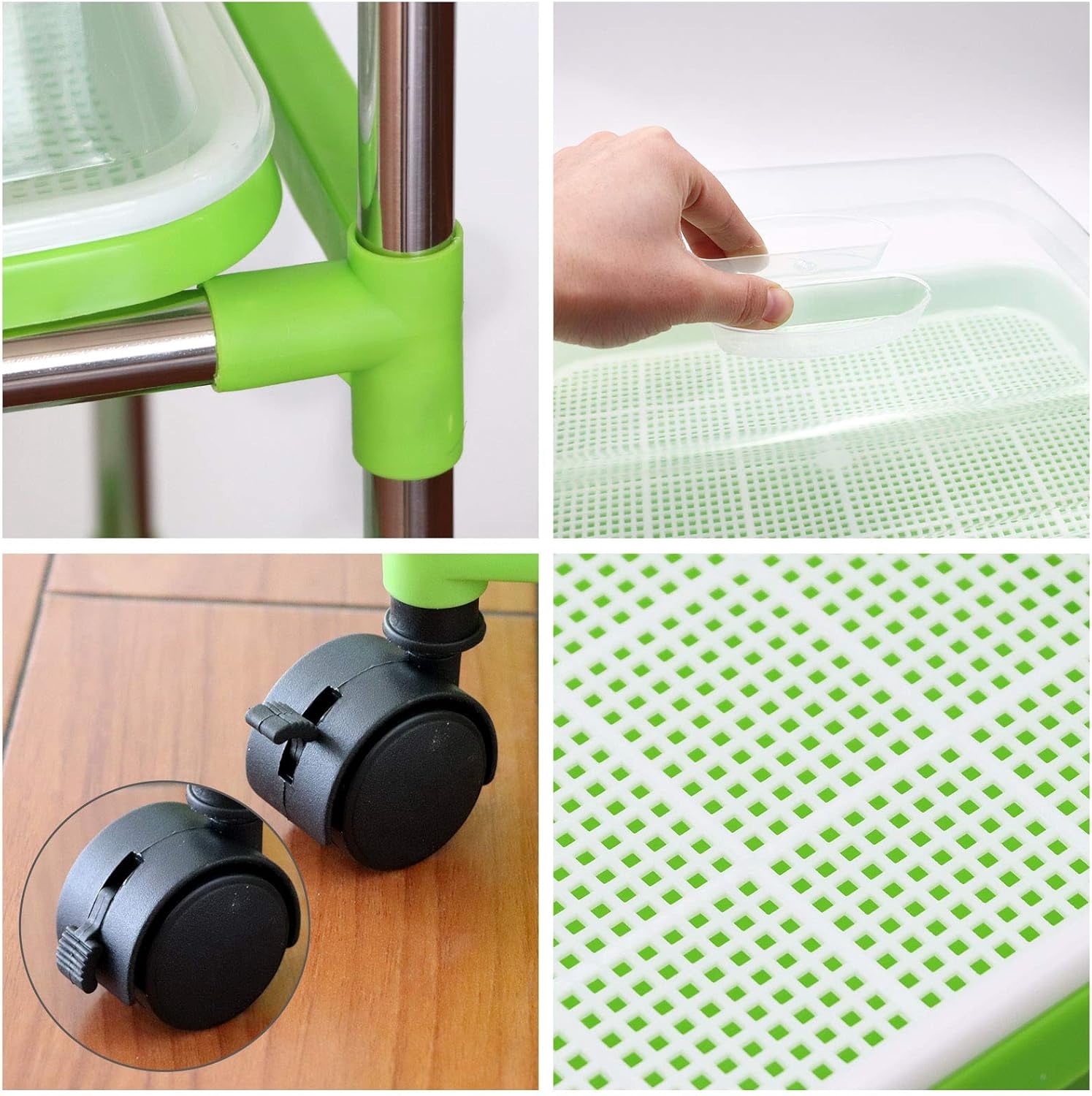 Seed Starter Kit - Seed Sprouter Trays with Clear Lid & Stainless Steel Shelf, Soil-Free Germination Trays for Indoor/Outdoor Microgreens, Wheatgrass Mung Beans Cat Grass & Seedling Growing