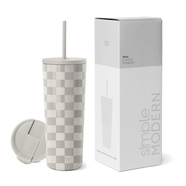 Vaso aislante Simple Modern Checkmate de acero inoxidable de 700 ml