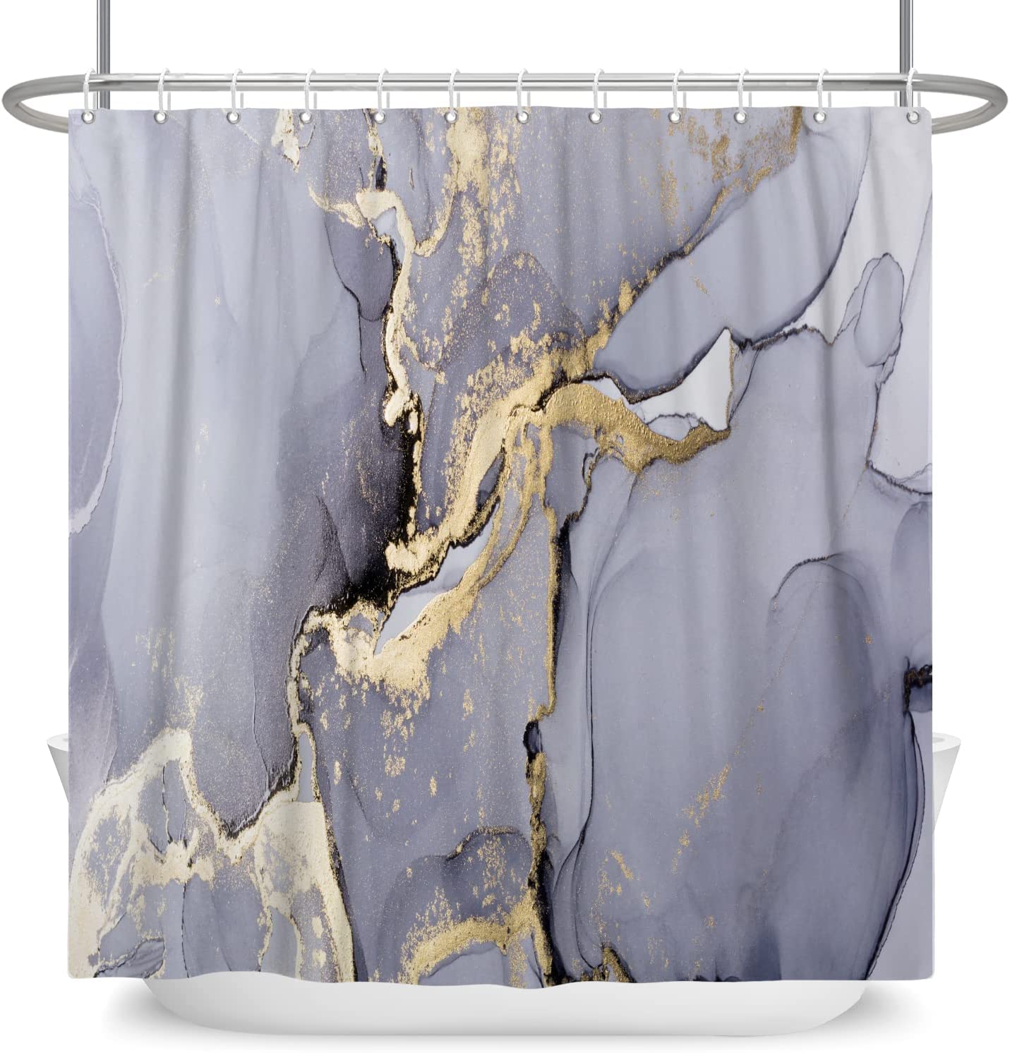 Abstract Marble Shower Curtain Abstract Marble Texture Gold and Purple