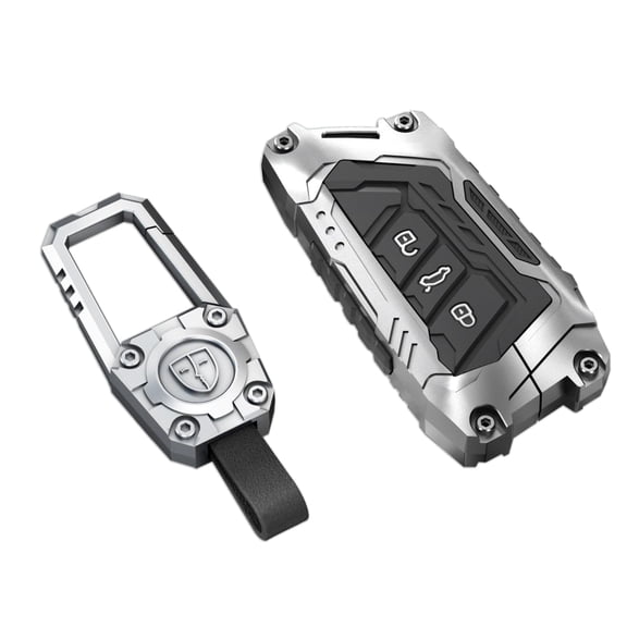 For Volkswagen Key Fob Cover with Keychain,Zinc Alloy Protection Car Key Case Accessories for 2020-2024 ID4 ID3 Skoda MK8 GTI Golf Octavia Ateca Silicone Smart Keyshell