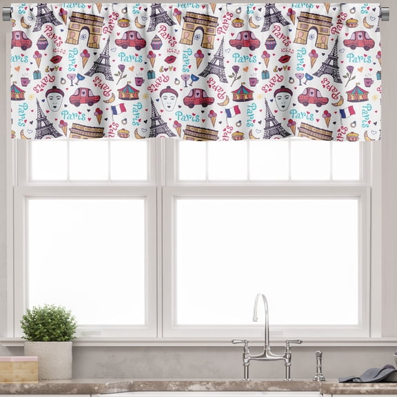 Ambesonne Paris Valance Pack of 2, Various City, 54"X12", Multicolor