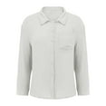 thumbnail image 6 of kaprioy Womens Corduroy Button Down Shirts Boyfriend Long Sleeve Oversized Blouses Tops White, S, 6 of 6