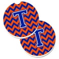 thumbnail image 1 of Lettre T Chevron Orange & Bleu Ensemble de 2 Tasses Porte-Voitures Coaster, 1 of 1