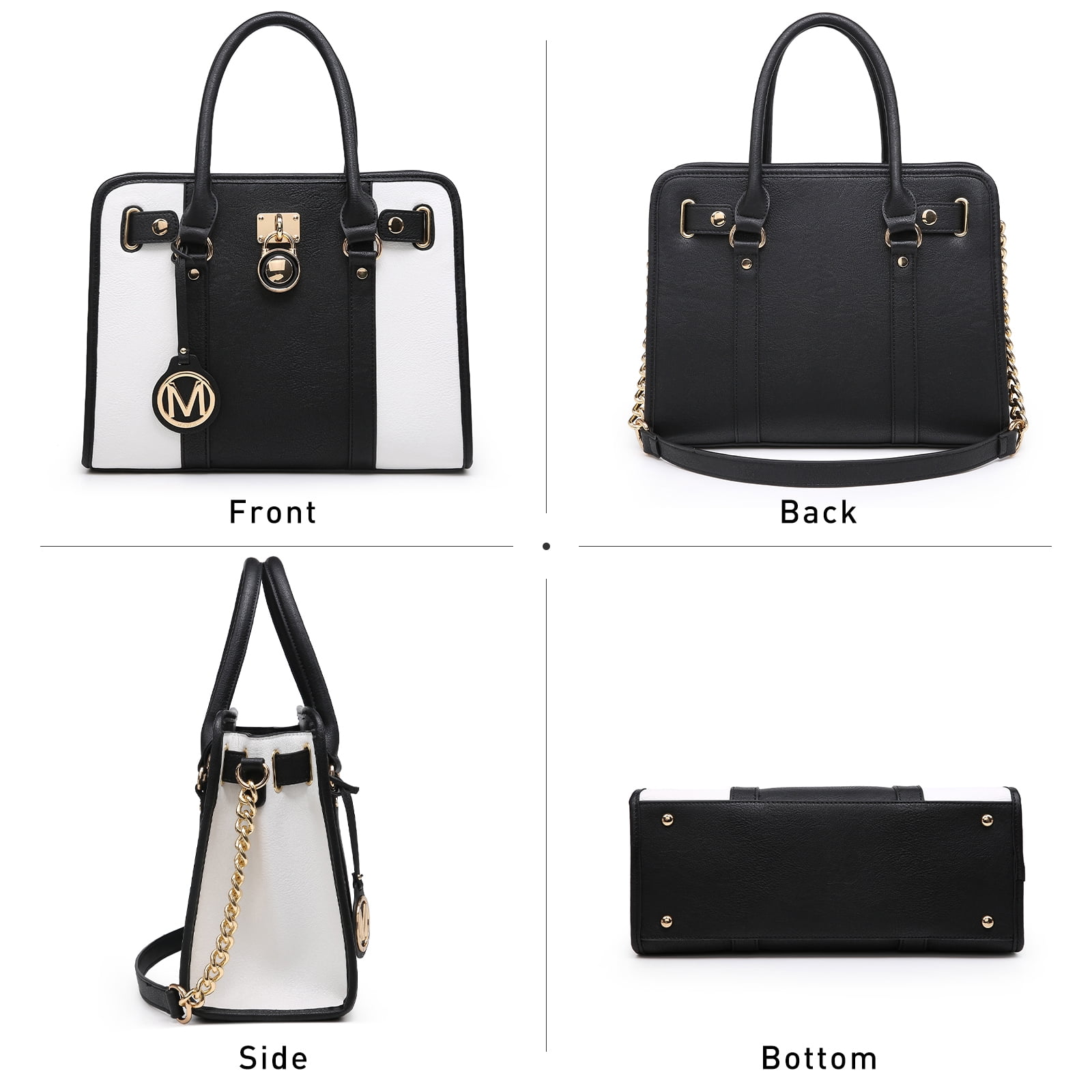 MKP Women Satchel Two tone Handbags Purses Top Handle Tote with Wallet 2pcs Bag Set