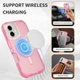 thumbnail image 5 of For iPhone 16 Transparent Phone Case Compatible with MagSafe, Triple Layer Magnetic Charging Case, iPhone 16 Heavy Duty Shockproof and Drop-Proof Phone Case, 6.1 inch,Crystal Pink, 5 of 6