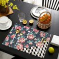 thumbnail image 4 of Pioneer Flower Floral Print Pattern Summer Placemats Table Placemats Set Of 4-Linen Kitchen Washable Placemats Table Mats 12x18 Inch Non-Slip Heat Resistant, 4 of 5
