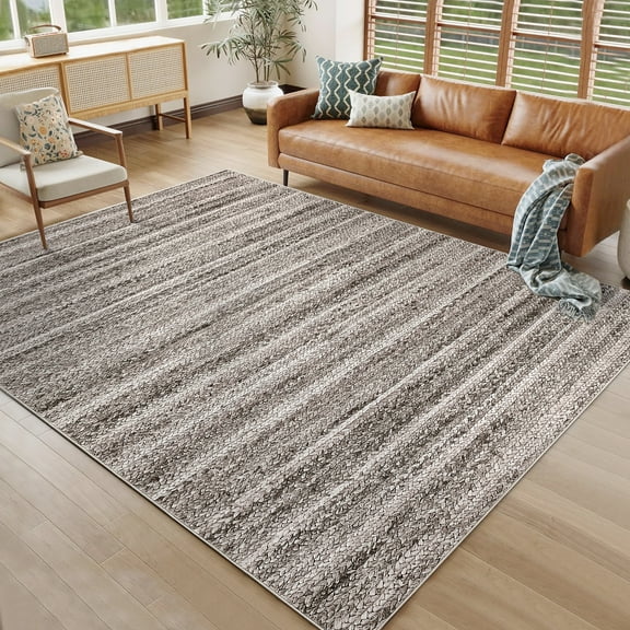 Hasoo Indoor Area Rug 8' x 10' Modern Rug for Living Room Braided Carpet for Home Office, Gray