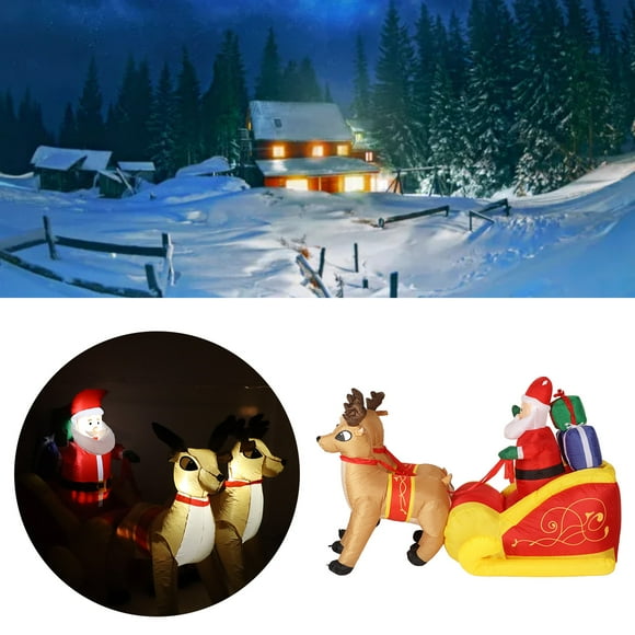 7.2FT Christmas Inflatables on Sleigh with 2 Reindeers, Christmas Blow Up Yard Decorations with LED Lights Waterproof Christmas Inflatables Outdoor Decorations