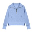 thumbnail image 4 of FAIWAD Crop Sweatshirt for Girls Long Sleeve Half Zip Pullover Tops with Thumb Hole Kids Fleece Fall Winter Clothes, 4 of 7