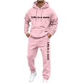 thumbnail image 5 of Men's 2 Piece Sweatsuit Hoodie Tracksuit Set Long Sleeve Pullover Outfit with Pockets Elastic Waist Drawstring Casual Athletic Jogging Gym Running Winter Workout Pink XXL, 5 of 6