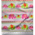 thumbnail image 1 of Soimoi Poly Crepe Fabric Geometric Shapes,Stripe & Elephant Kids Print Fabric by The Yard 42 Inch Wide, 1 of 1