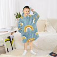 thumbnail image 6 of FORMRS Wearable Blanket Hoodie with Sleeves for Kids Cozy Flannel Sweatshirt, Light Blue Rainbow, 6 of 7