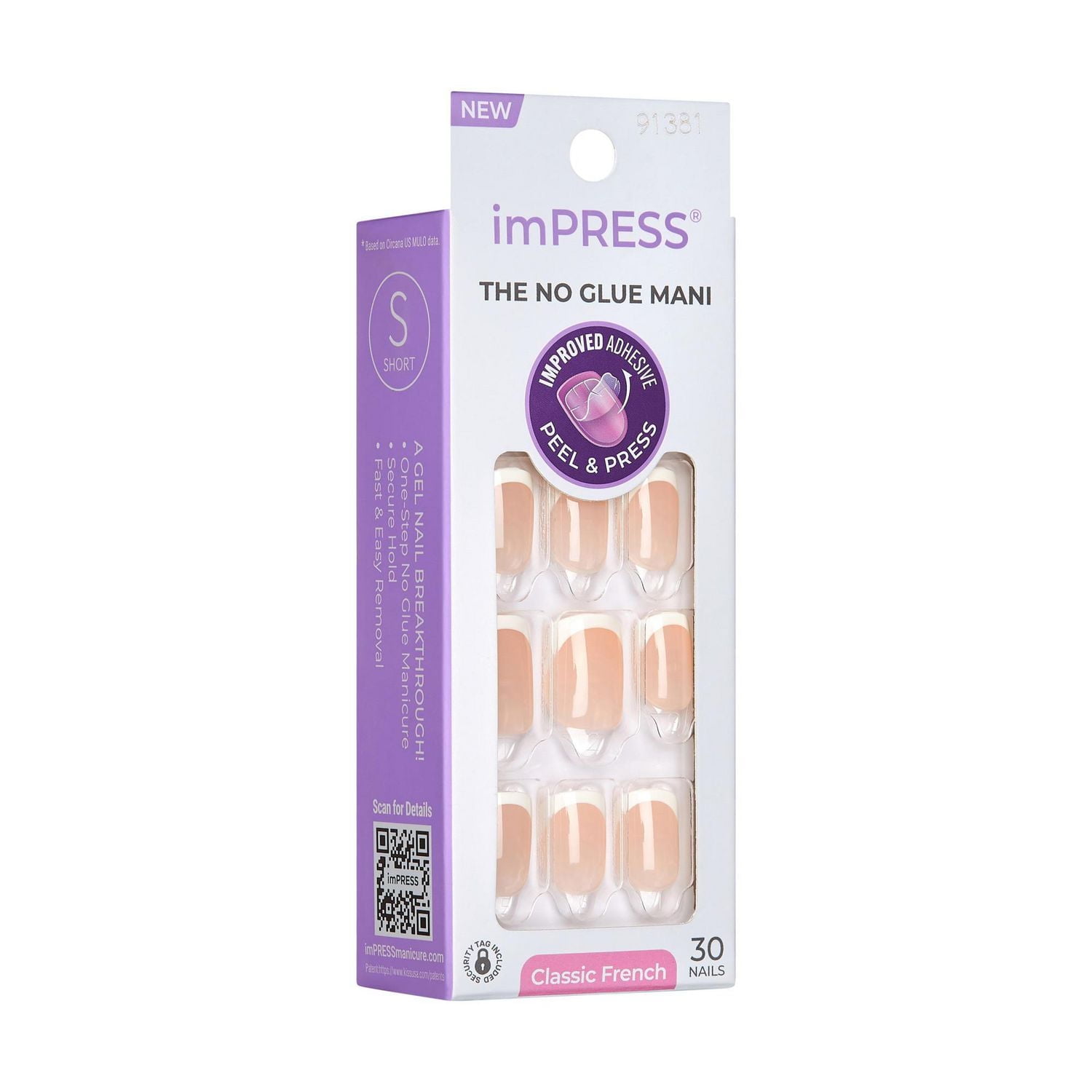 imPRESS French, The no Glue Mani, Model, Short Squoval, 30 count., Model
