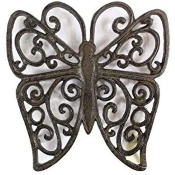 Handcrafted Nautical Decor Cast Iron Butterfly Trivet 8" - Decorative Cast Iron - Butterfly Decoration