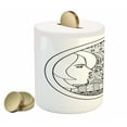 thumbnail image 2 of Zodiac Gemini Piggy Bank, Ornamental Circle Design with Patterns and 2 Women Portraits, Ceramic Coin Bank Money Box for Cash Saving, 3.6" X 3.2", Black and White, by Ambesonne, 2 of 4