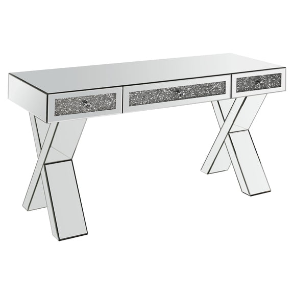 ACME Noralie Writing Desk in Clear and Mirrored