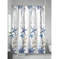 thumbnail image 5 of Blue Coastal Starfish Shower Curtain, Vintage Coral Starfish Pattern Bathroom Decor Curtains Set with Hooks, Waterproof Fabric Home Accessories， Stall 36 X 72 Inch, 5 of 6