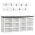 thumbnail image 6 of HOOBRO Shoe Storage Bench with Cushion, 39.4" L Entryway Bench with 12 Cubbies, Entryway Hall Tree with Storage, Cubby Shoe Rack Bench with Coat Rack for Hallway, Holds up to 330 lb, White WT112HX01, 6 of 8