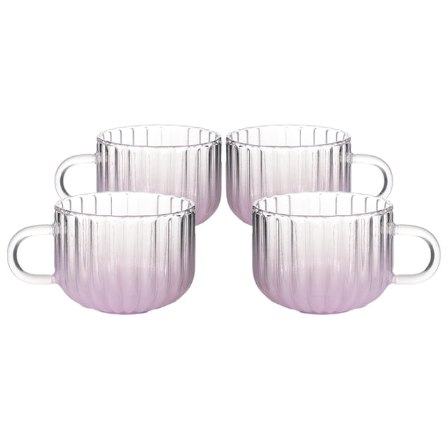 Set de 4 Tazas de Cristal Rosa 410 ML
