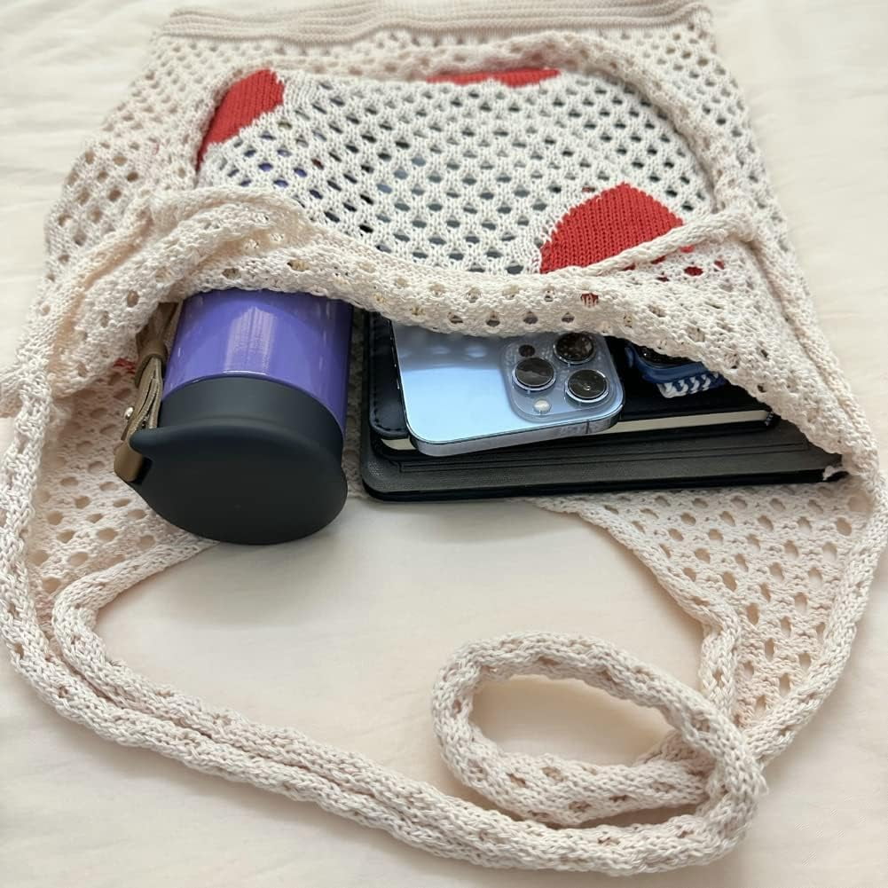 Kukuzhu Crochet Hobo Bag Women Large Hollow Beach Bag Stylish Shoulder Bag Tote for Work School Travel