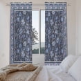 thumbnail image 3 of Navy Blue Floral Boho Kitchen Curtain for Berdoom Living Room Cafe 72 Inch Length, Ethnic Tribe Abstract Flower Tiers Curtains Light Filtering Drapes Rod Pocket Window Treatment 2 Panels 52"Wx72"L, 3 of 8
