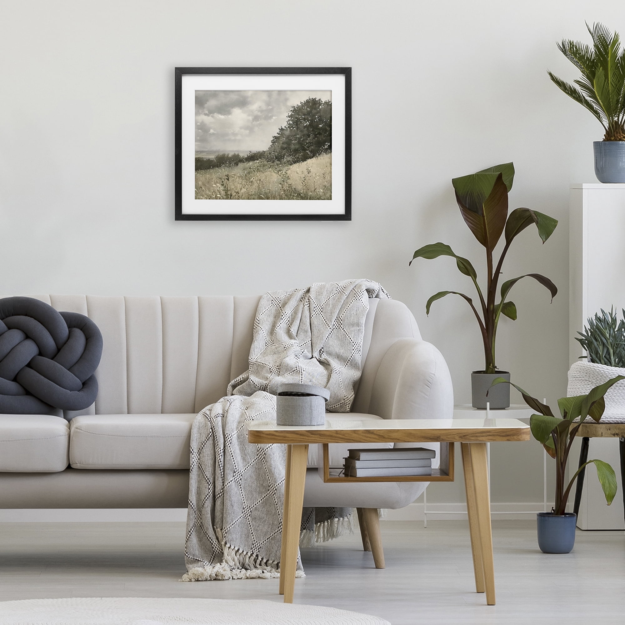 Stupell Industries Soft & Subtle Meadow Landscape Black Framed Print Under Glass, design by Riley B