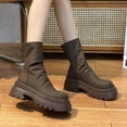 thumbnail image 4 of Bottines Chelsea pour Femmes Mi-Mollet à Talon Bas Plateforme Épaisses à Enfiler, 4 of 5