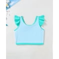 thumbnail image 6 of Kucnuzki 5T Little Girl Swimsuit Set 6T Child Gilrs Bathing Suit Ruffle Top Flamingo Swimming Skirt with Shorts 2pcs Bikini Set Summer Beach Breathable Tankini Set Green, 6 of 9