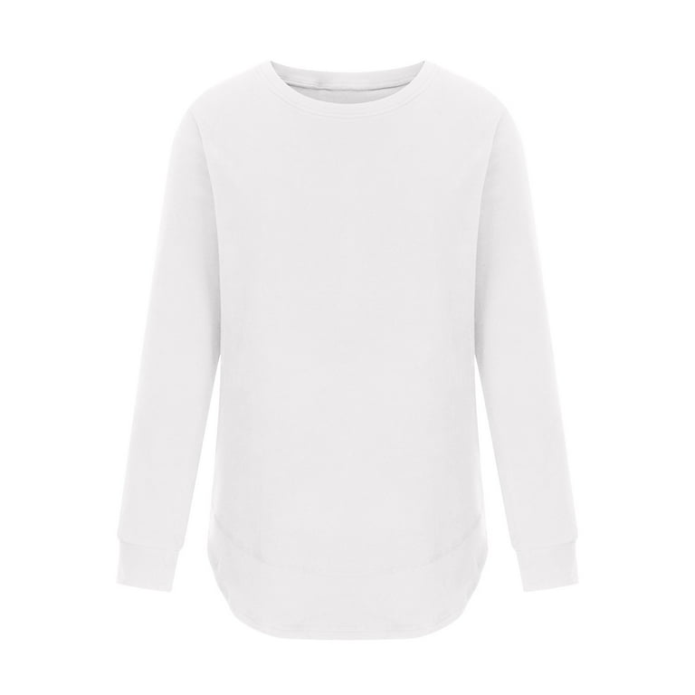 JWZUY Womens Round Neck Casual Long Sleeve Fall Spring Sweatshirt Loose  Pullover Soft Tunic Tops Oversized White#02 XXL