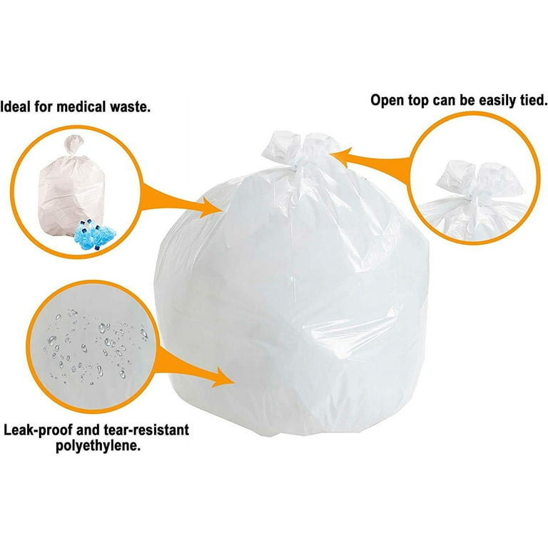 Aluf Plastics 20-30 Gallon Trash Bags, 500 Pack, High Density 13 Micron Gauge, Clear