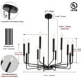 thumbnail image 2 of Vikaey Metal Black Chandelier, 12-Light Farmhouse Classic Candle Ceiling Hanging Light Fixture, Rustic Pendant Lighting for Kitchen Island, Dining Room, Living Room, Stair, UL Listed, 2 of 5
