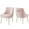 thumbnail image 6 of Modway Discern Pleated Back Upholstered Performance Velvet Dining Chair Set of 2 in Pink, 6 of 6