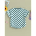 thumbnail image 4 of Hirigin Newborn Baby Boy Girl Clothes Checkered T-Shirt Bubble Romper Oversized Short Sleeve One-Piece Summer Outfit, 4 of 8