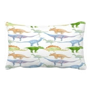 ABPHQTO Watercolor Green Blue Brown Dinosaur Silhouettes Pillow Case Pillow Cover Pillow Protector Two Sides For Couch Bed 20x30 Inch