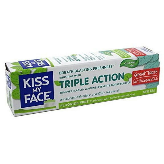 Kiss My Face Triple Action Fluoride-Free Toothpaste - Cool Mint Gel, 4.5 oz Toothpaste