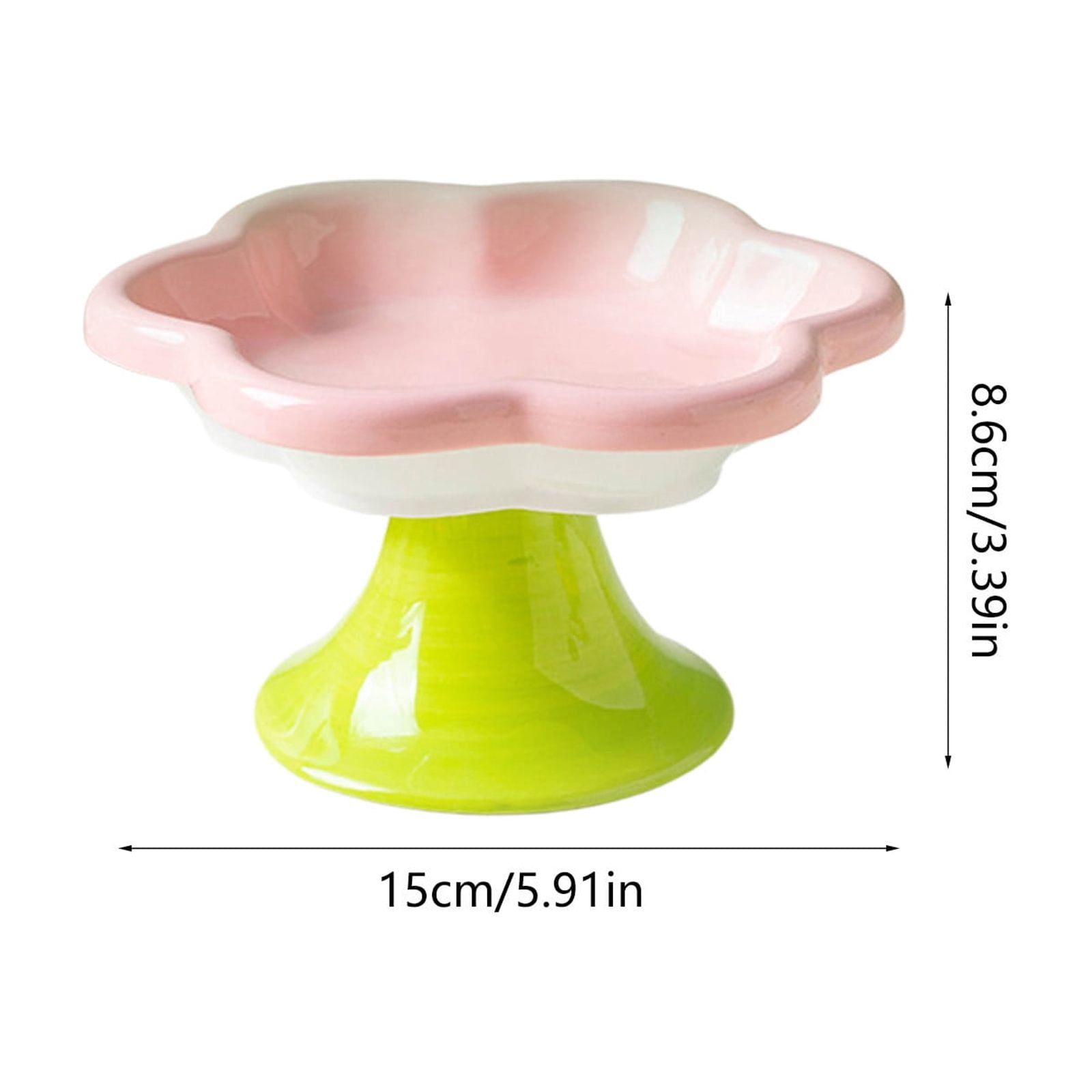 Pink Pink Raised Ceramic Cat Bowl Flower Shape Elevated Food And Water Dish For Pets Aids Digestion Prevents Whisker Fatigue 150Ml Capacity